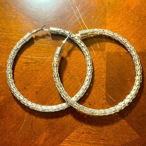 Oversized Hoop Earrings, silver coloring, costume jewelry